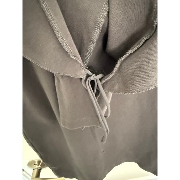 Zara Woman Basic Gray Long Sleeve Tunic Top Ruffle Sleeve Open Tie Cuff Size M - Picture 4 of 5